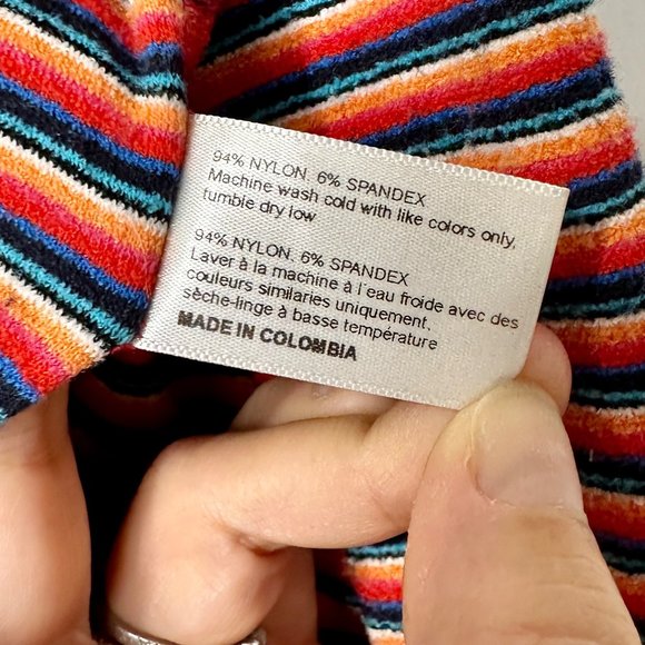 FRANKIES BIKINIS Coco Stripe Terry Cover-up Top In Sunset‎ Stripe Sz L - Picture 8 of 9